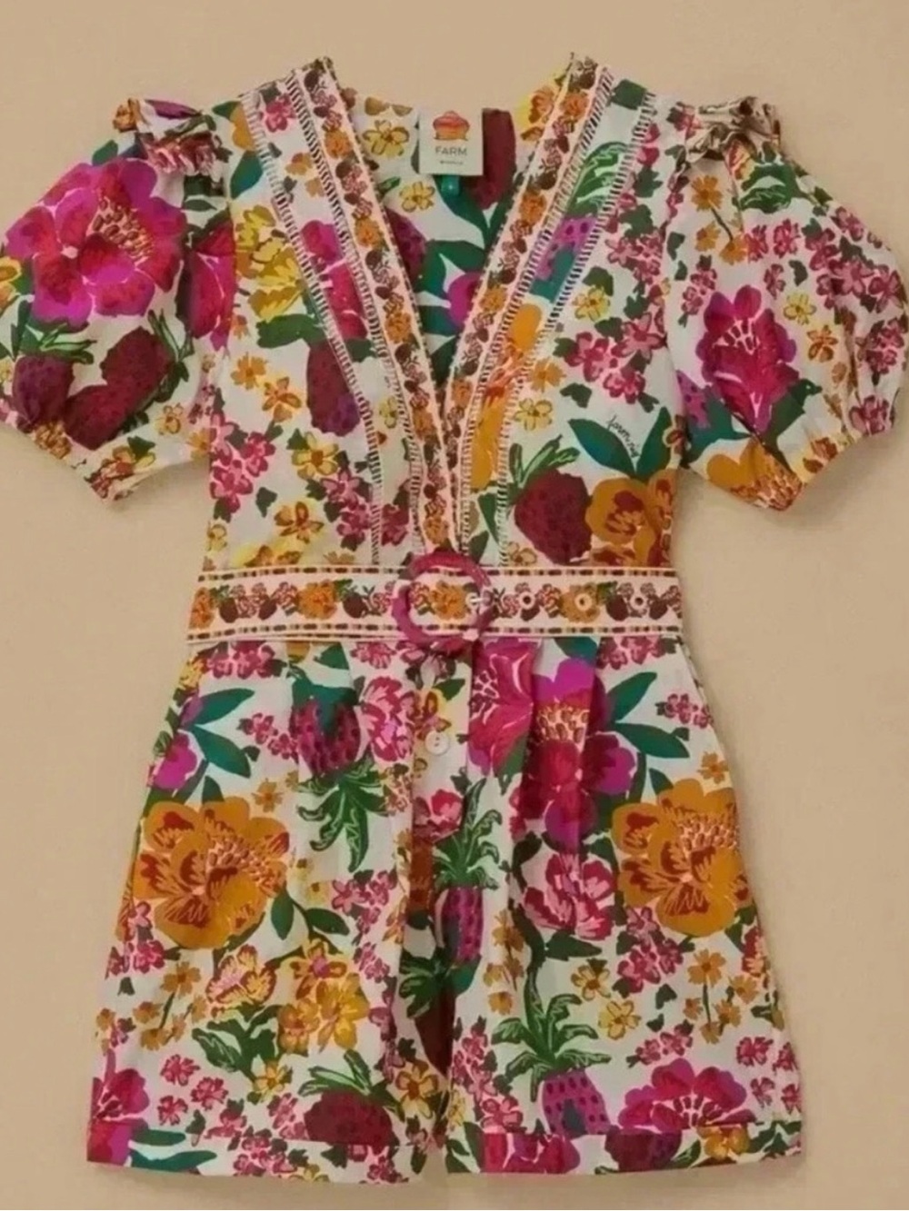Farm Rio Floral V-Neck Short Jumpsuit
